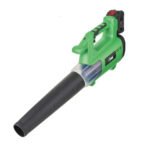 Cordless leaf blower vacuum with 18V lithium battery in garden
